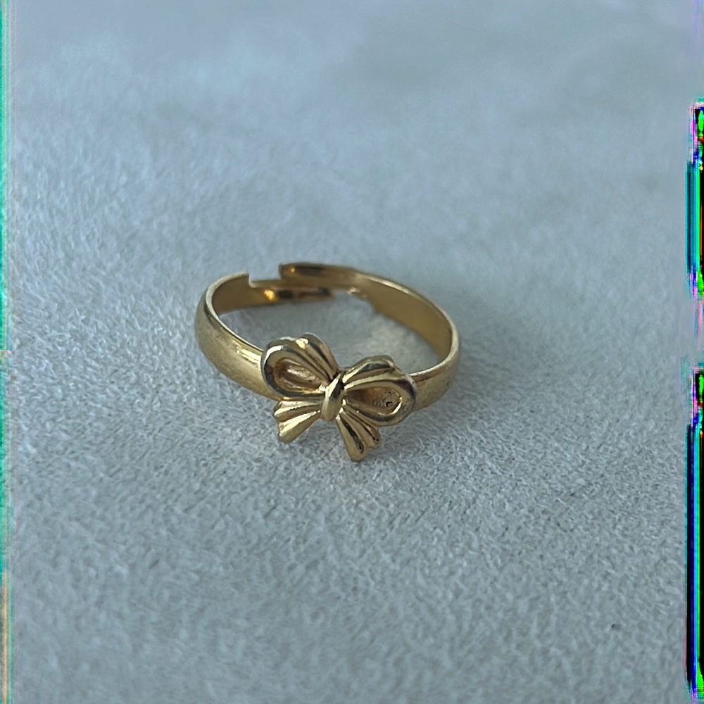 Adjustable Gold Color Bow Ring
